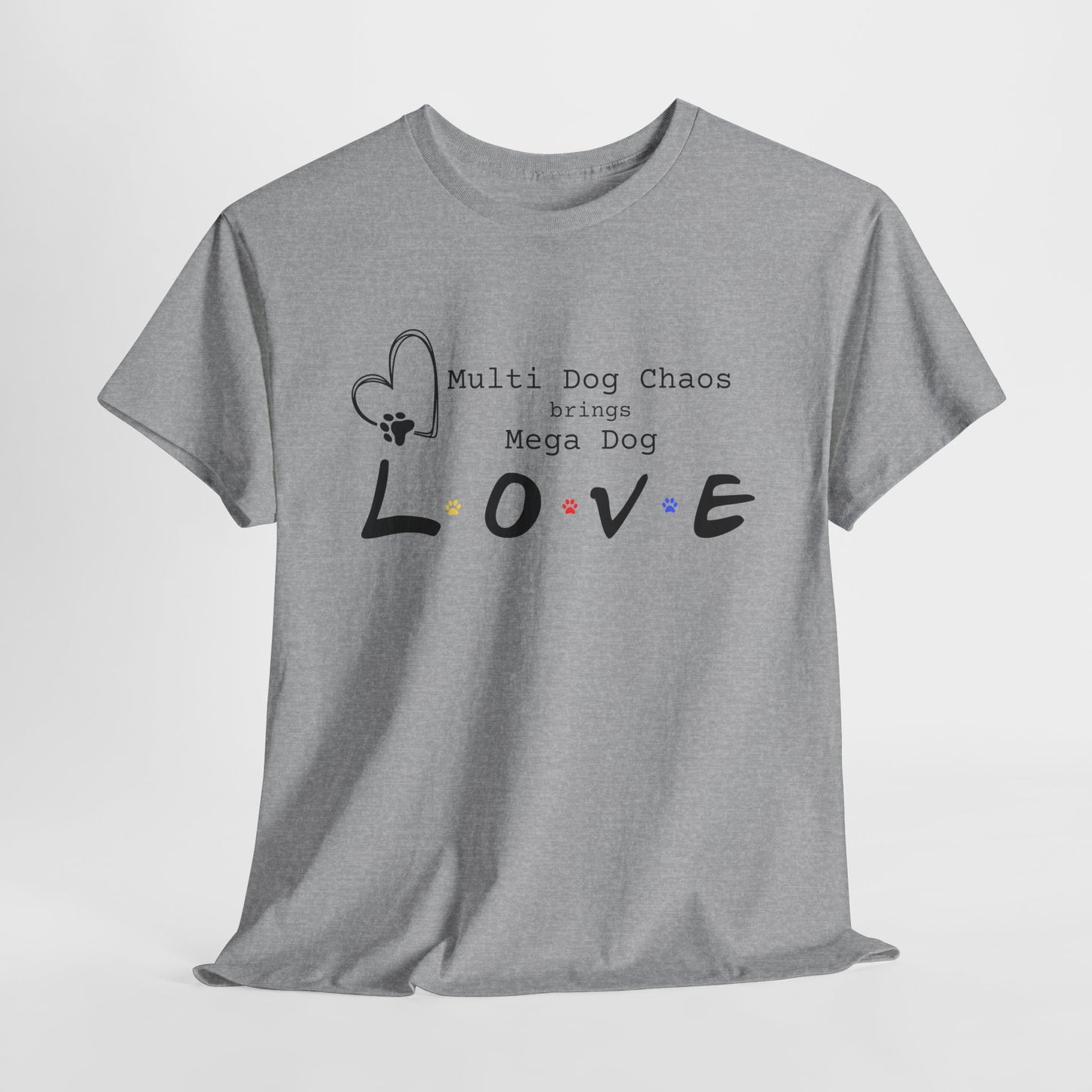 Gray t-shirt with text and graphics on a white background