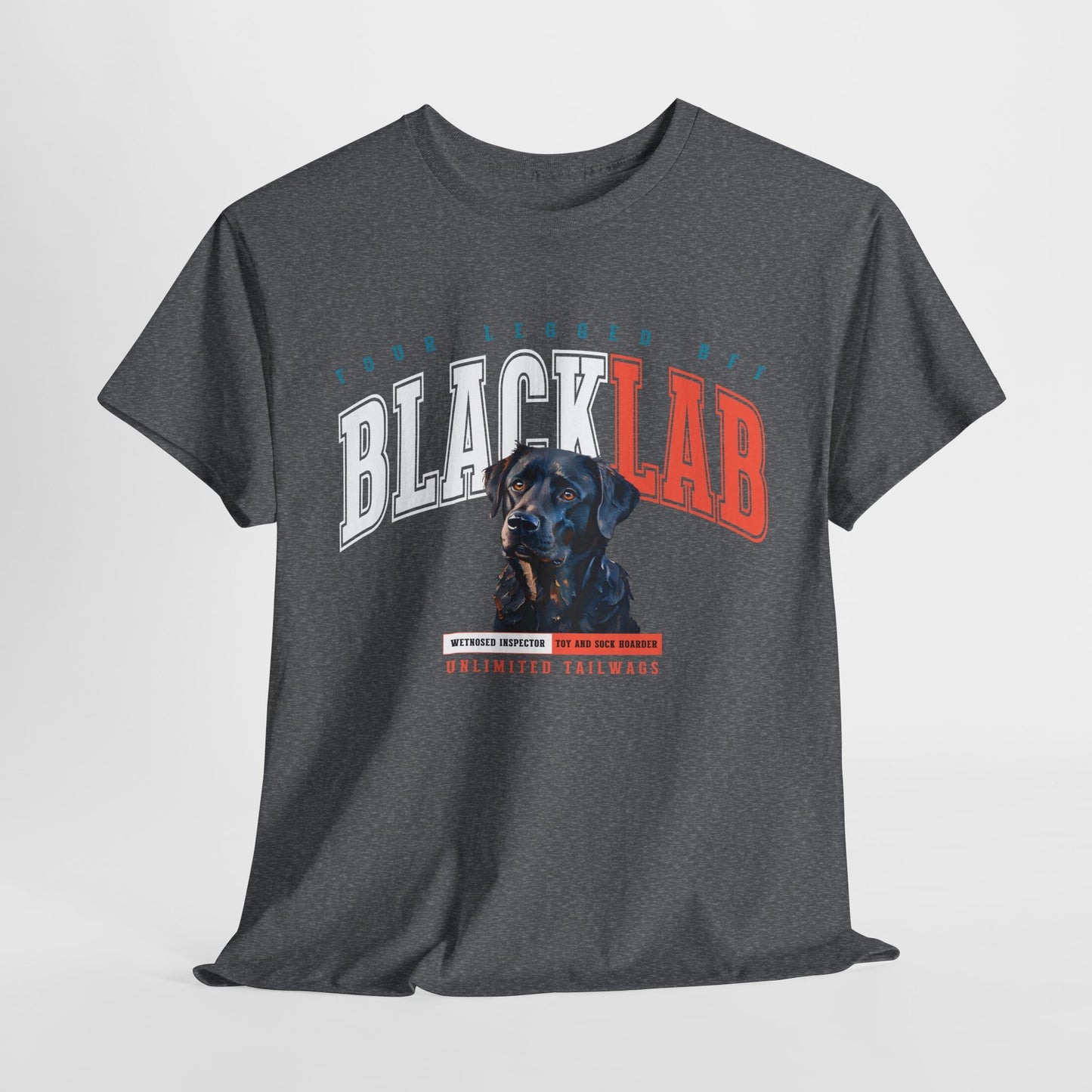 Gray t-shirt with 'BLACK LAB' graphic design on a white background