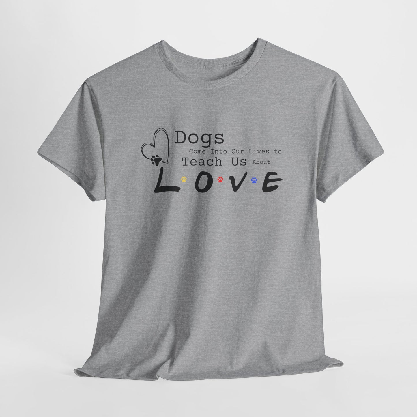 Gray t-shirt with a printed message on a white background