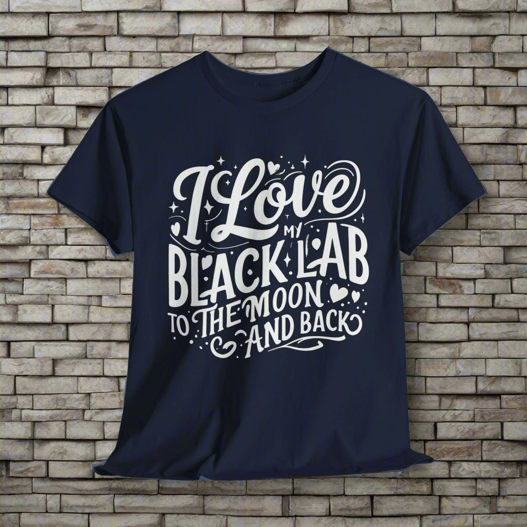 Black lab dog shirt To the Moon and Back in navy