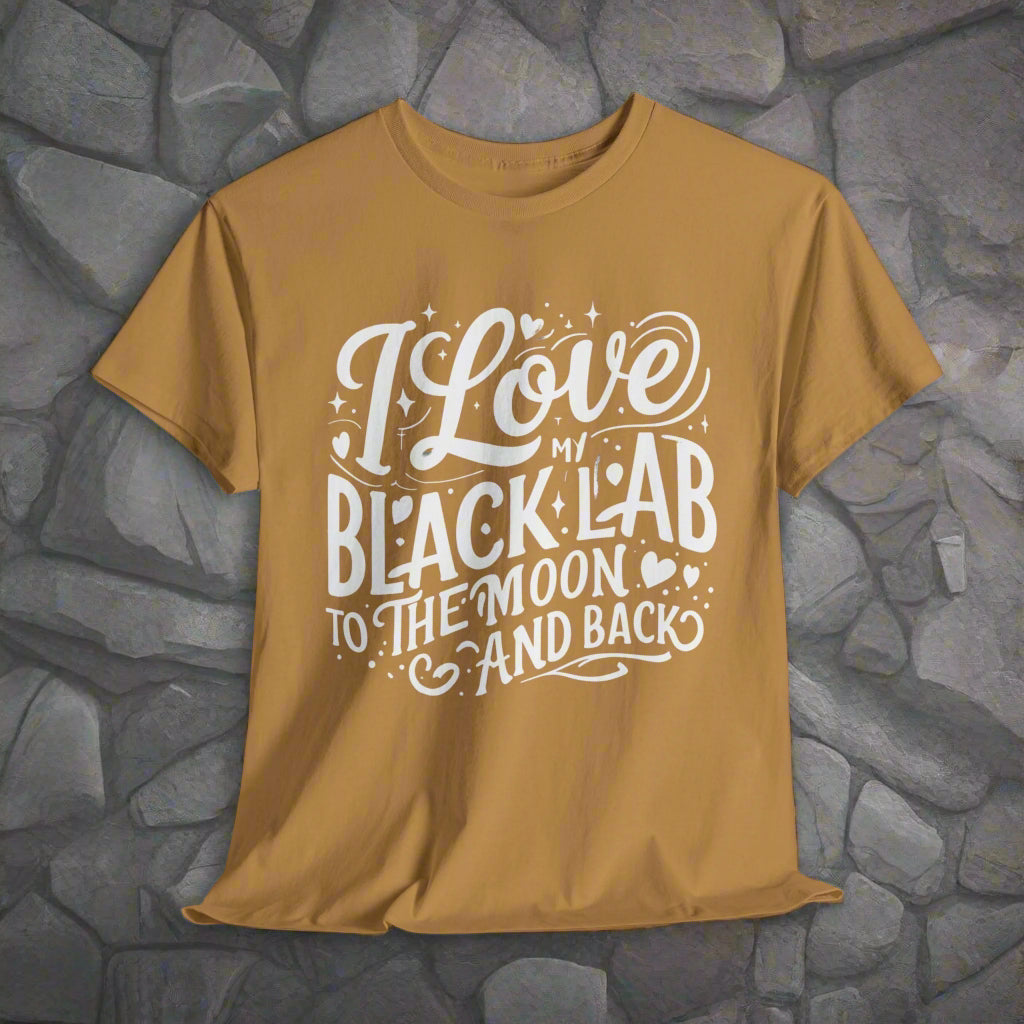 Black lab dog shirt To the Moon and Back in Old Gold