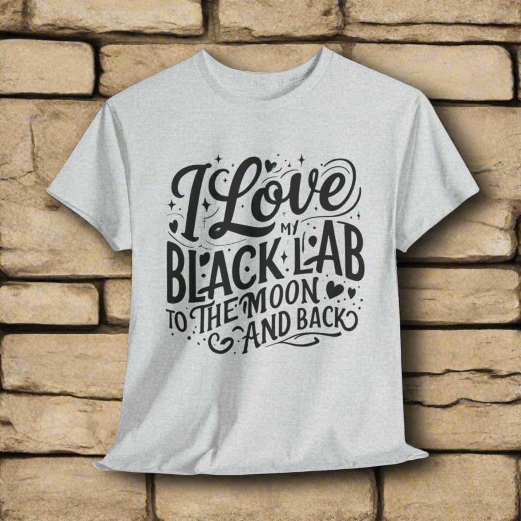 Black lab dog shirt To the Moon and Back in ash
