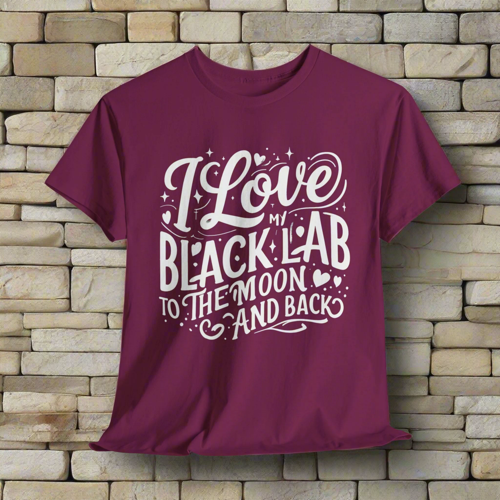 Black lab dog shirt To the Moon and Back in maroon