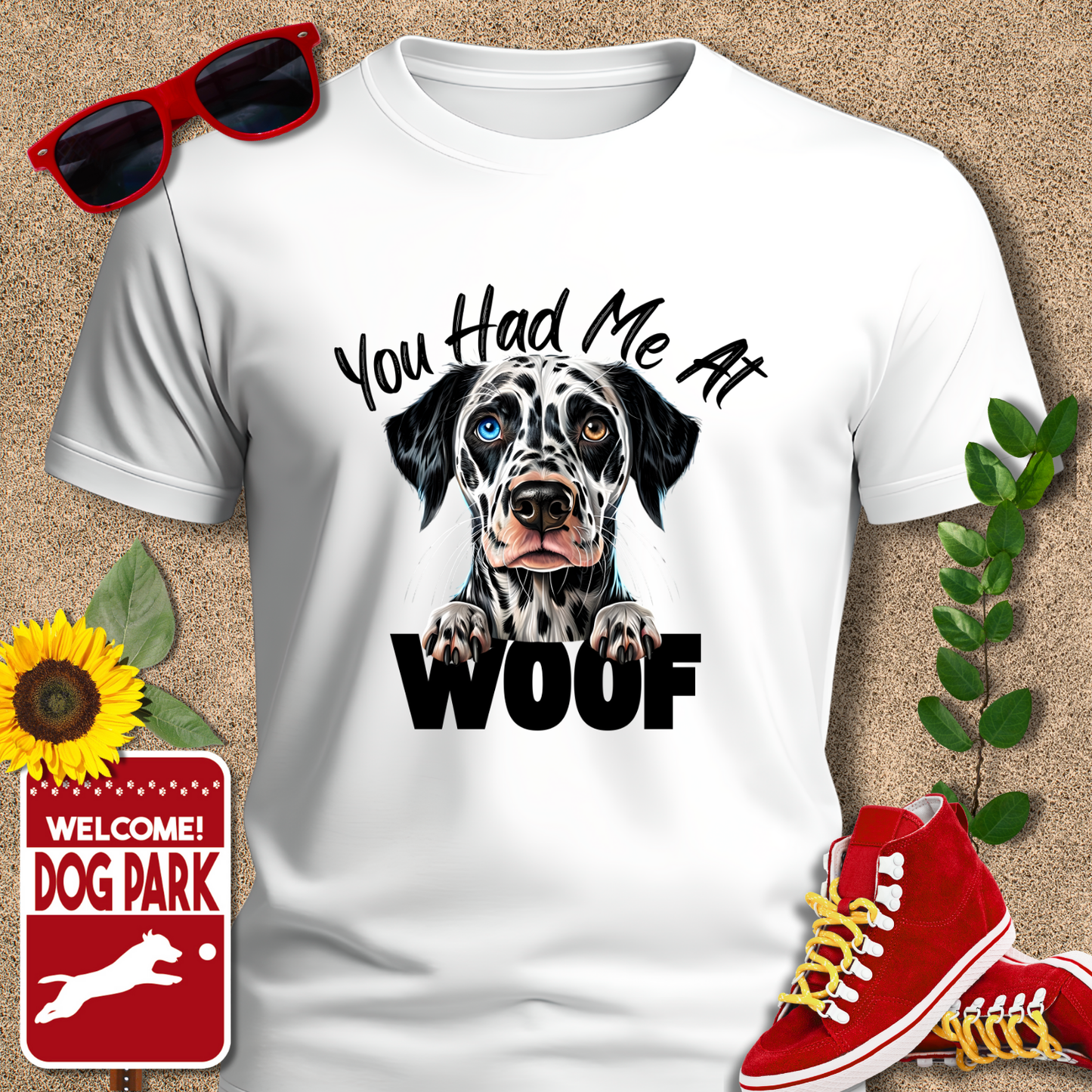 CRAZY DOG TEE Dalmation Had Me At Woof in WHITE