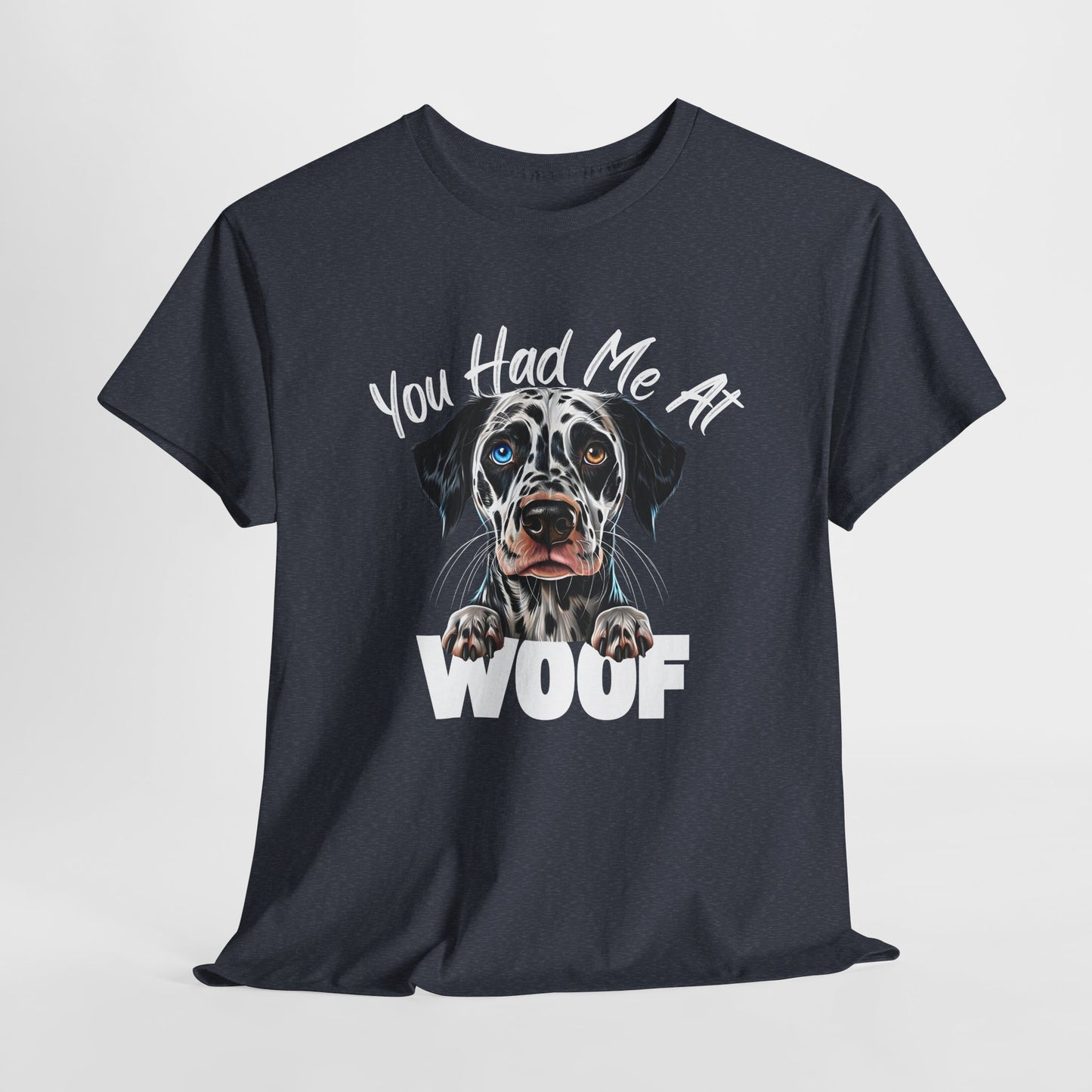 CRAZY DOG TEE Dalmation Had Me At Woof in heather navy