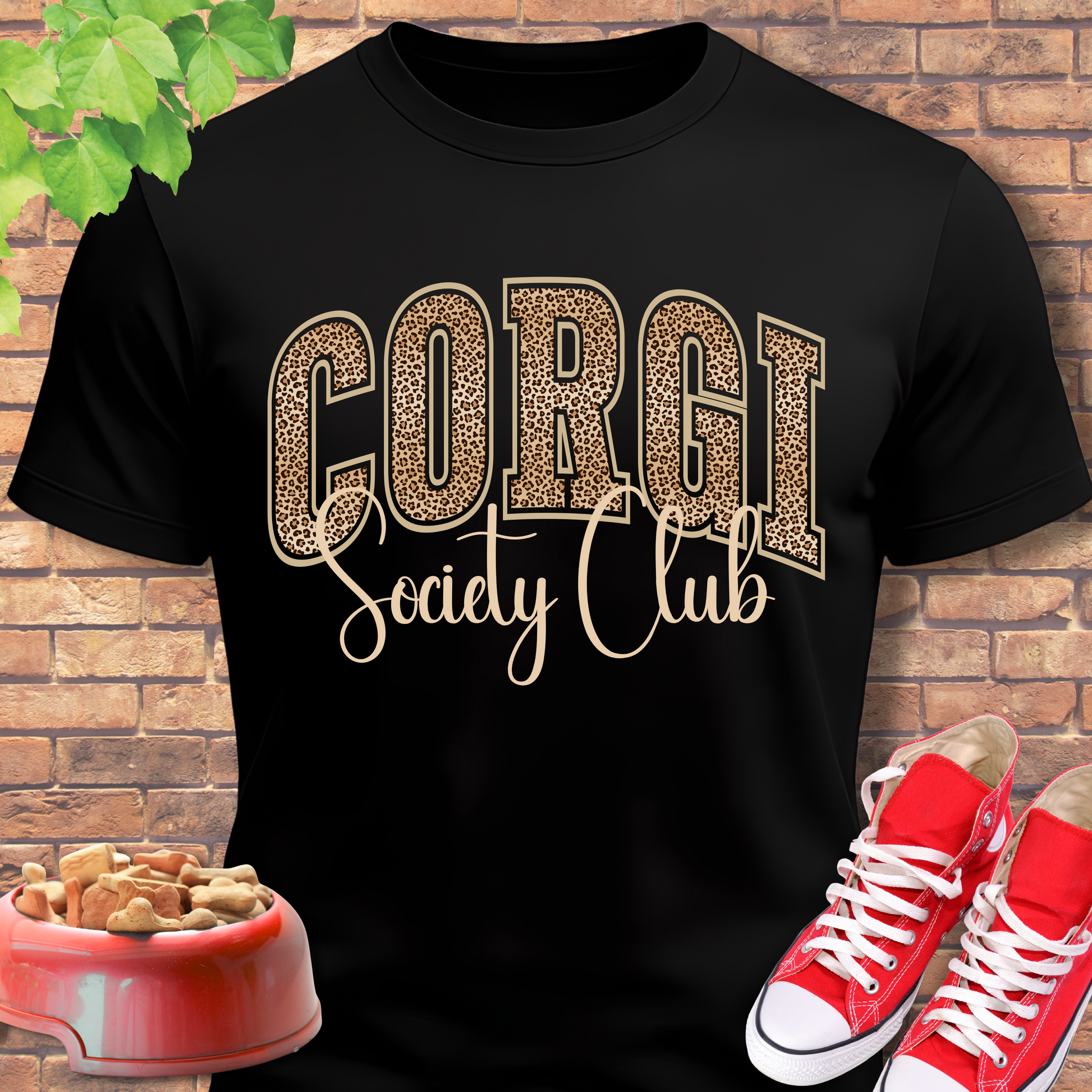 Corgi Shirt Varsity Letters Society Club in Black
