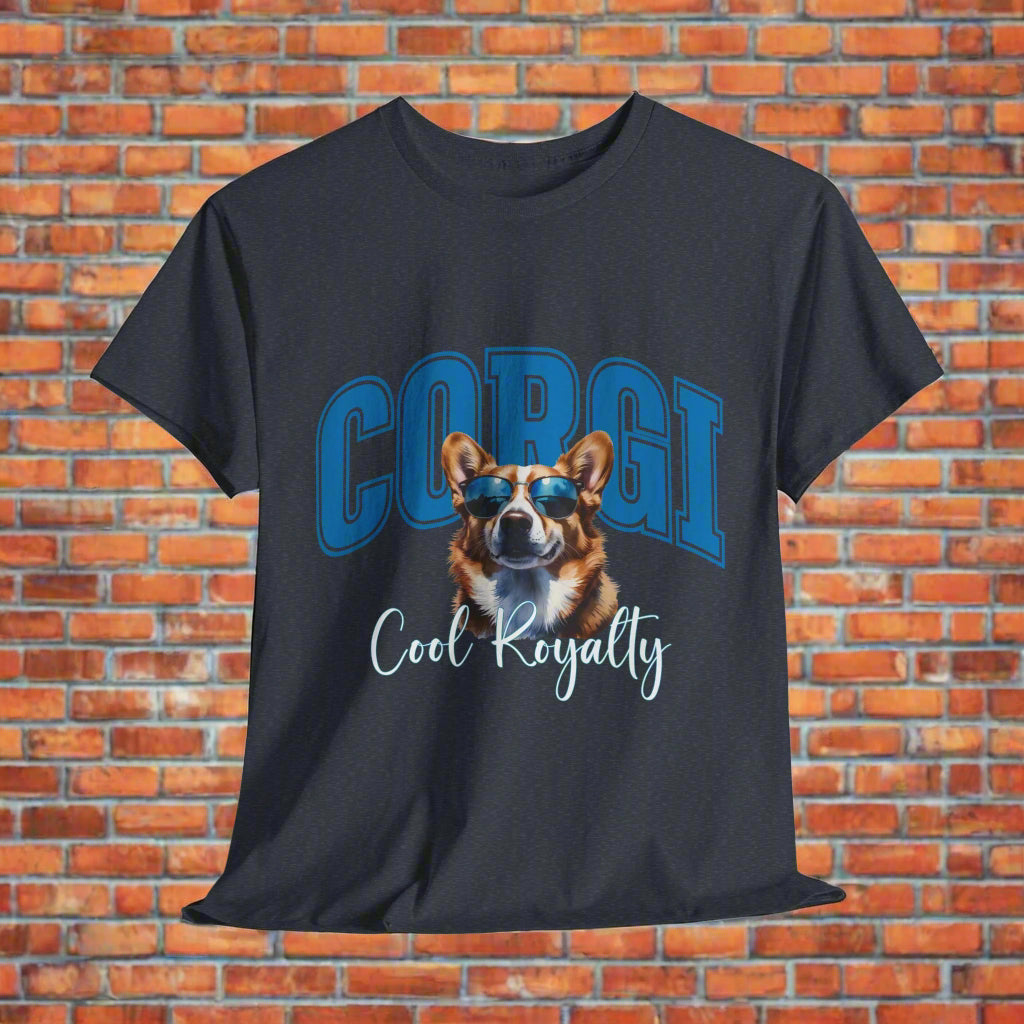 Corgi tee shirts Cool Royalty in Heather Navy
