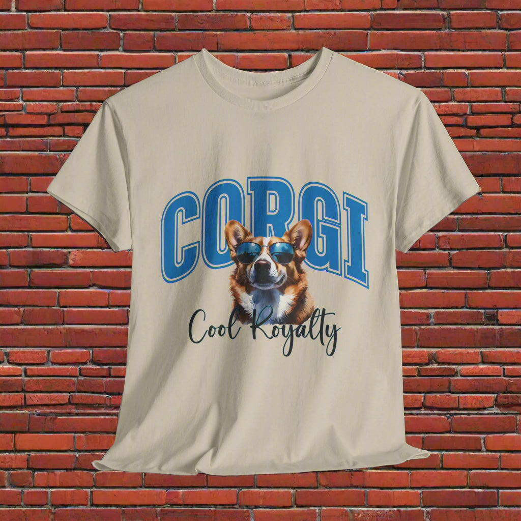 Corgi tee shirts Cool Royalty in Sand