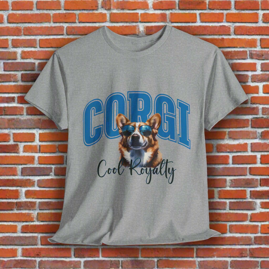 Corgi tee shirts Cool Royalty in Sports Gray