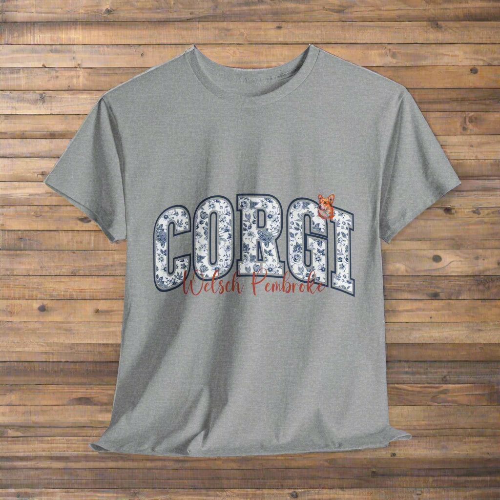 Corgi tshirt in sport Sports Gray with 'Corgi Welsh Pembroke' text