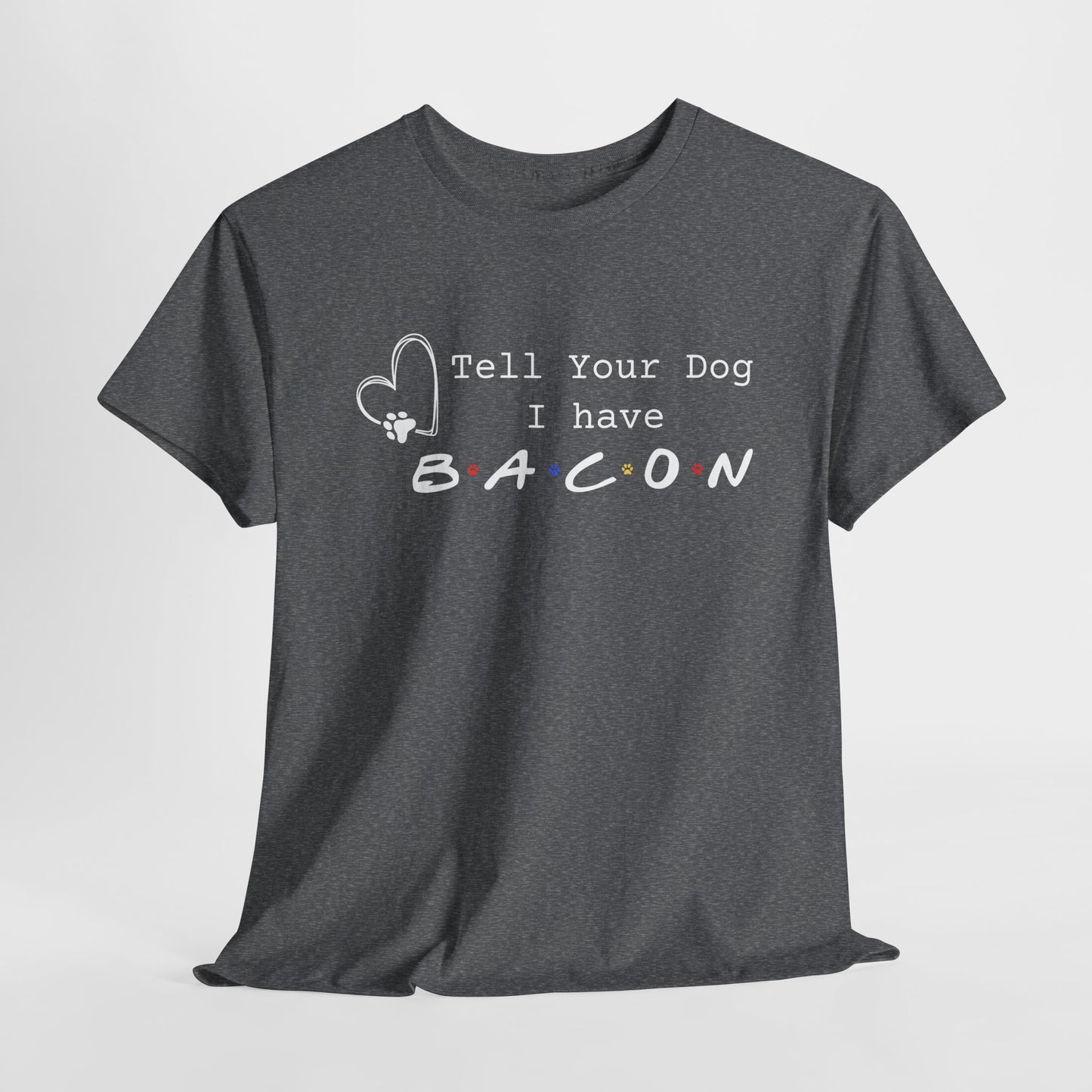 Graphite Heather t-shirt with humorous text design on a light gray background