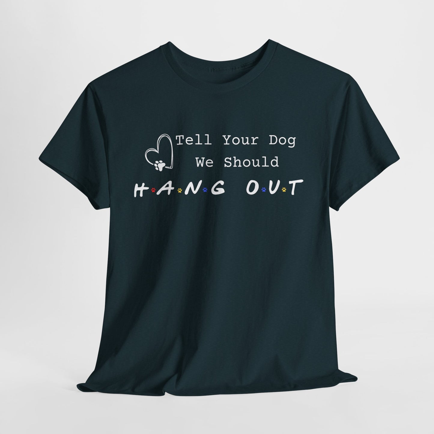 Midnight t-shirt with humorous text design on a light gray background