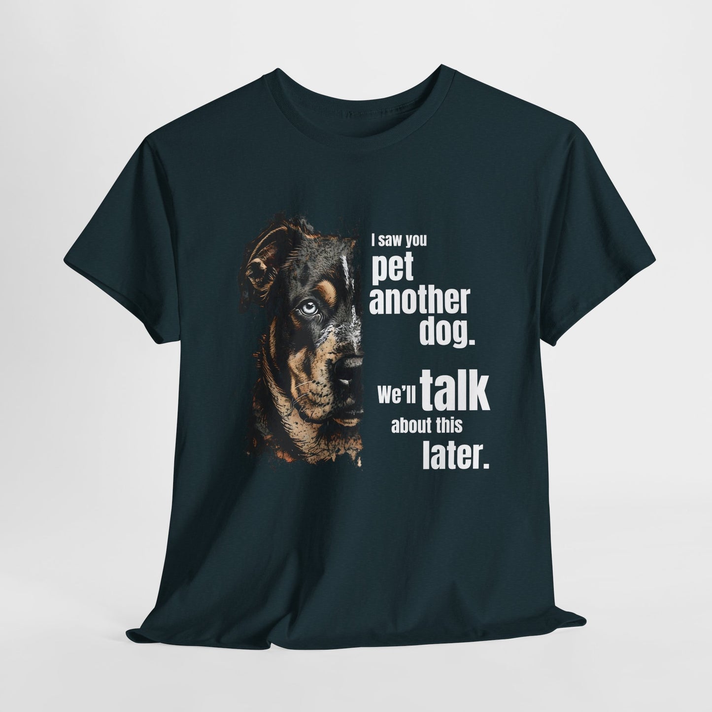 Funny Dog Shirts I Saw You, Talk Later in Midnight t-shirt with a graphic of a dog and text on a white background