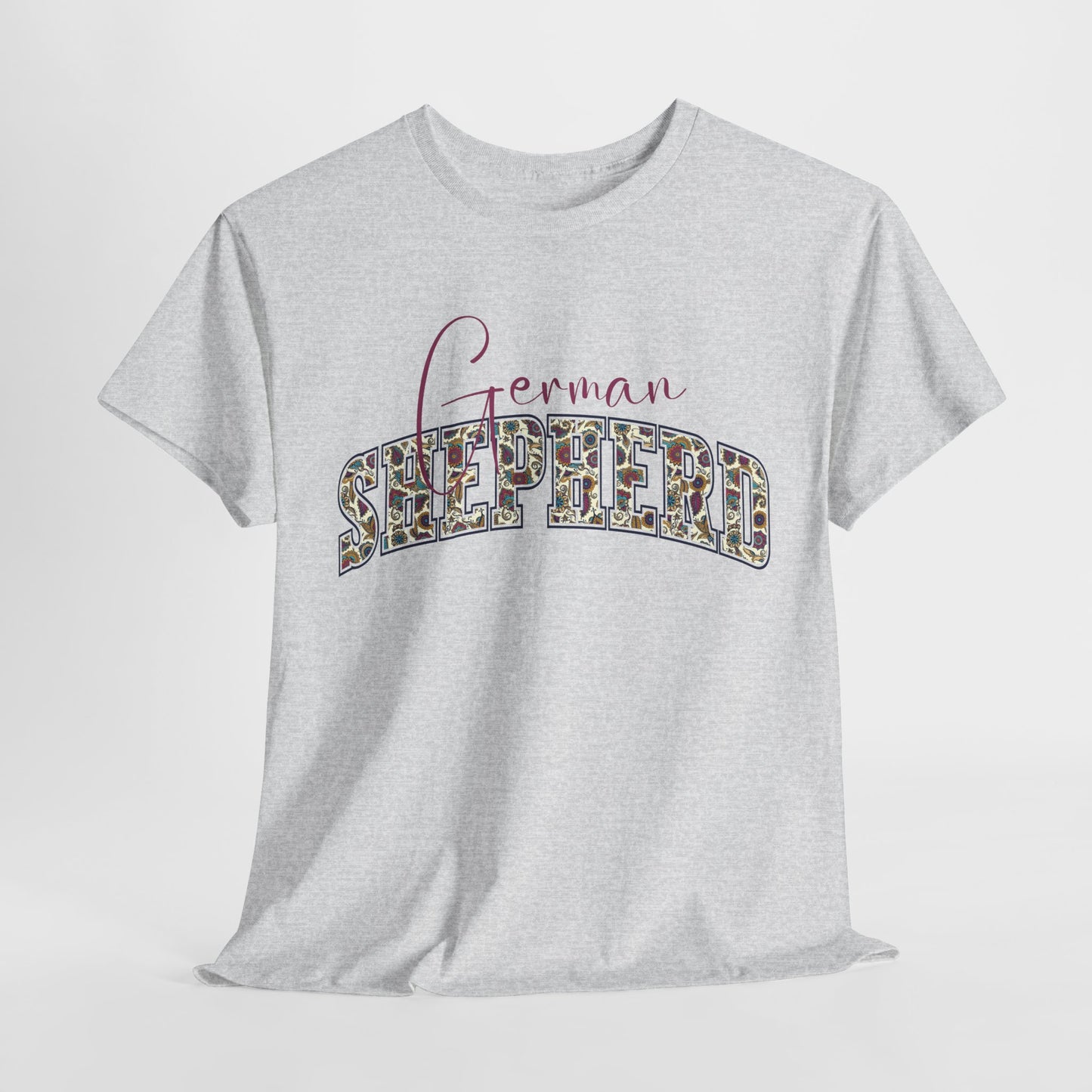 German shepherd tshirt in paisley design in ash