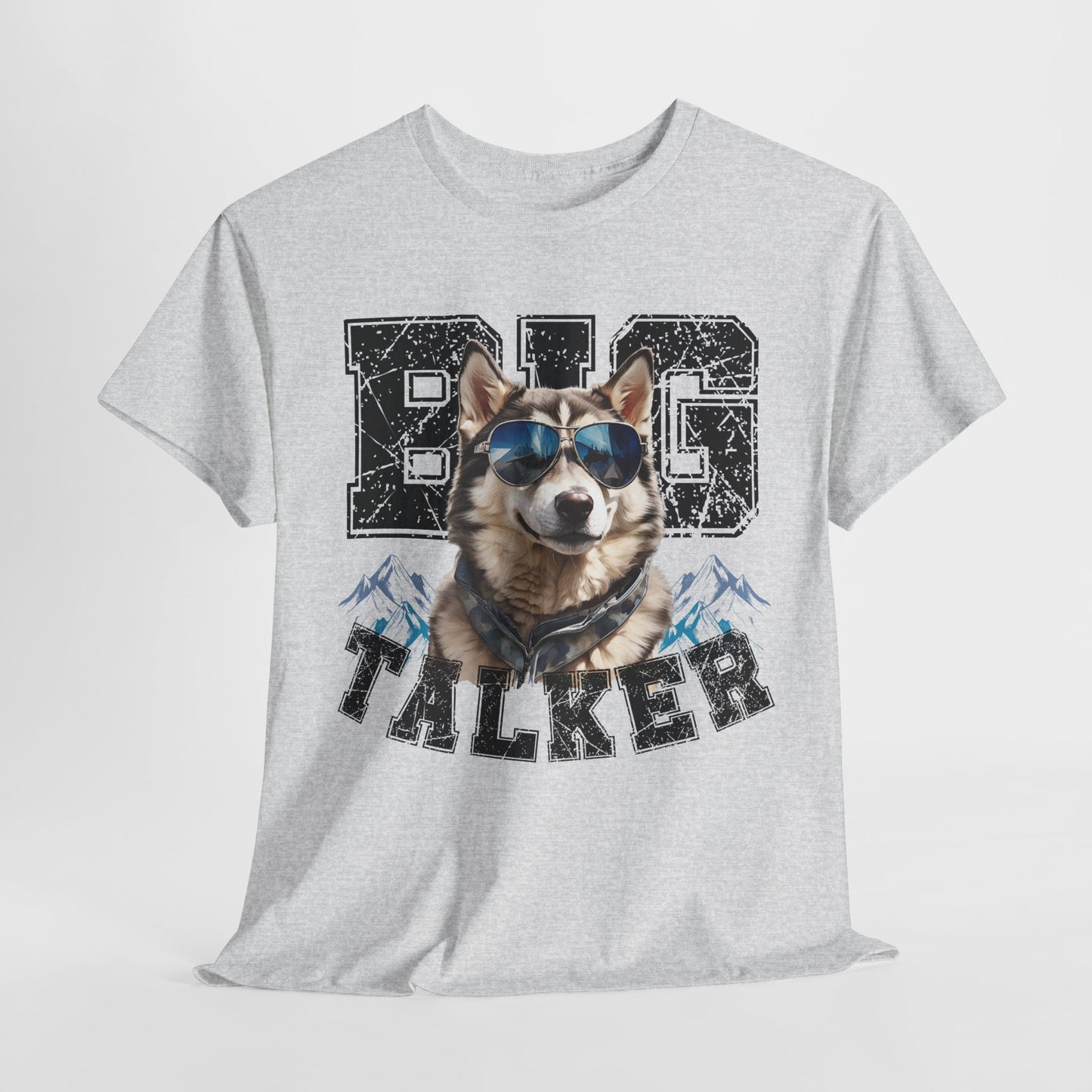 HUSKY DOG T SHIRT Big Talker in ash