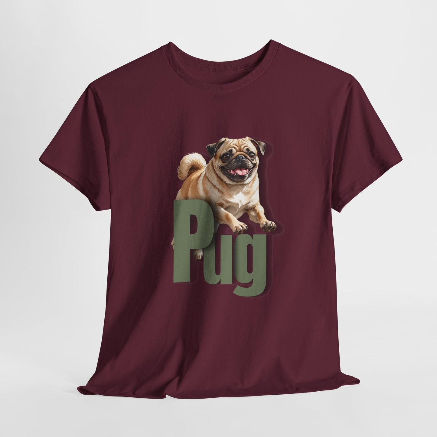 PUG LIFE SHIRT Fun Jumpin Pug in Maroon