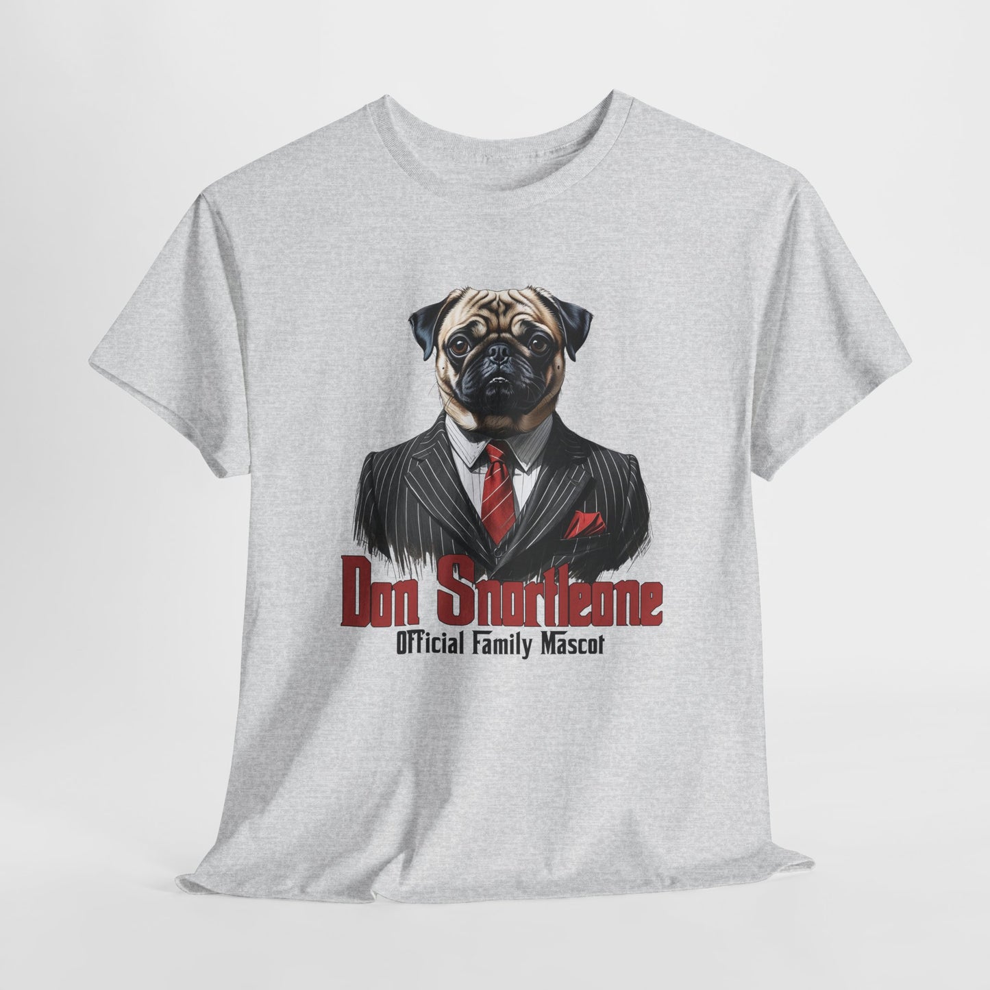 PUG TSHIRT Don Snortleone Mafia Graphic in Ash