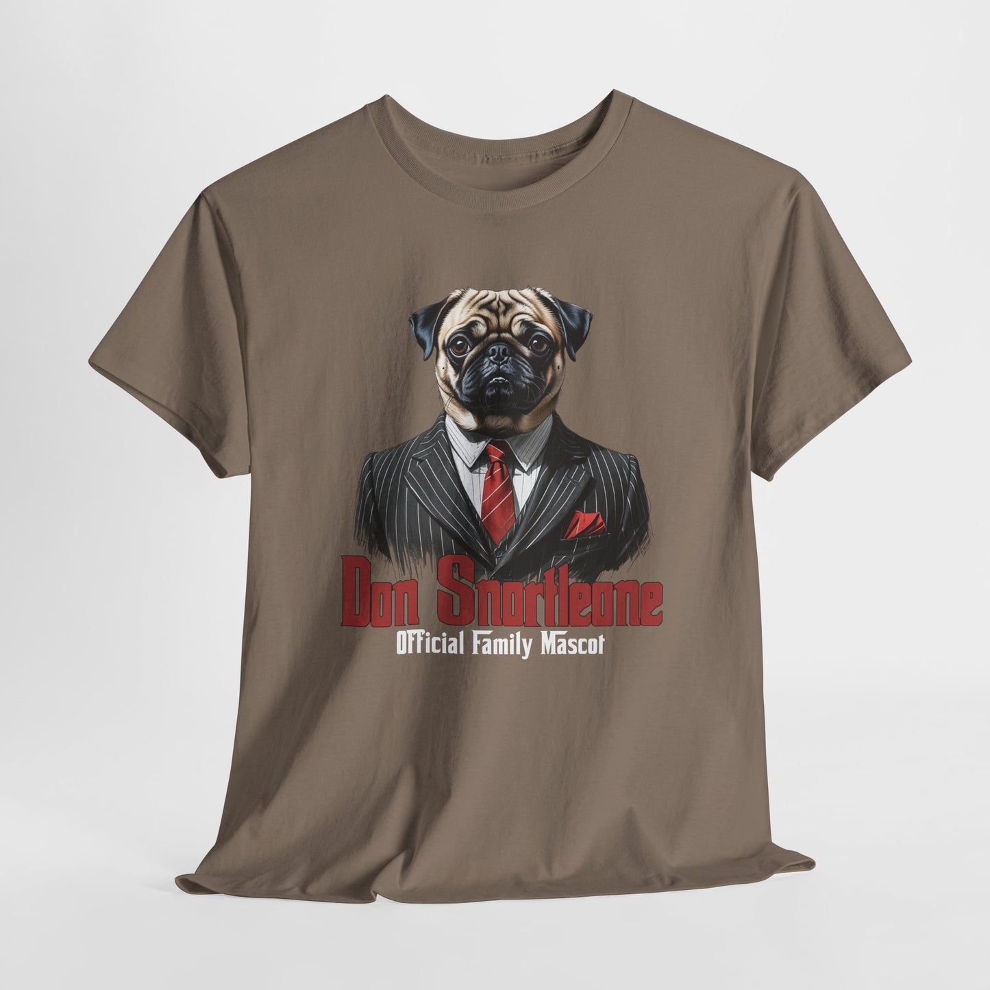 PUG TSHIRT Don Snortleone Mafia Graphic in Brown Savana