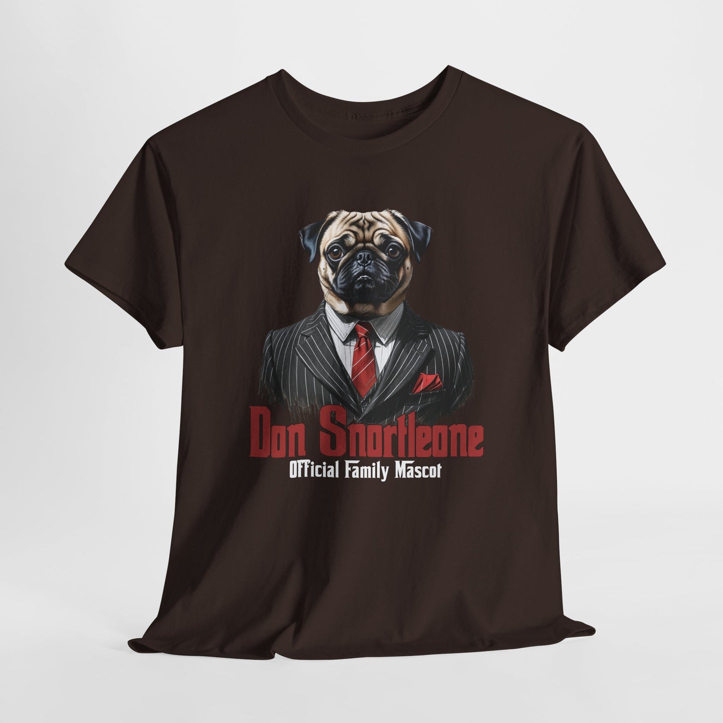PUG TSHIRT Don Snortleone Mafia Graphic in Dark Chocolate