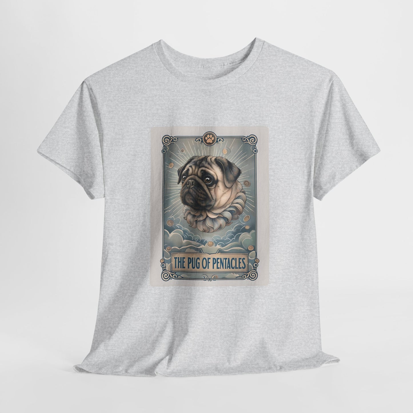 PUG TSHIRT PUG OF PENTACLES in ash