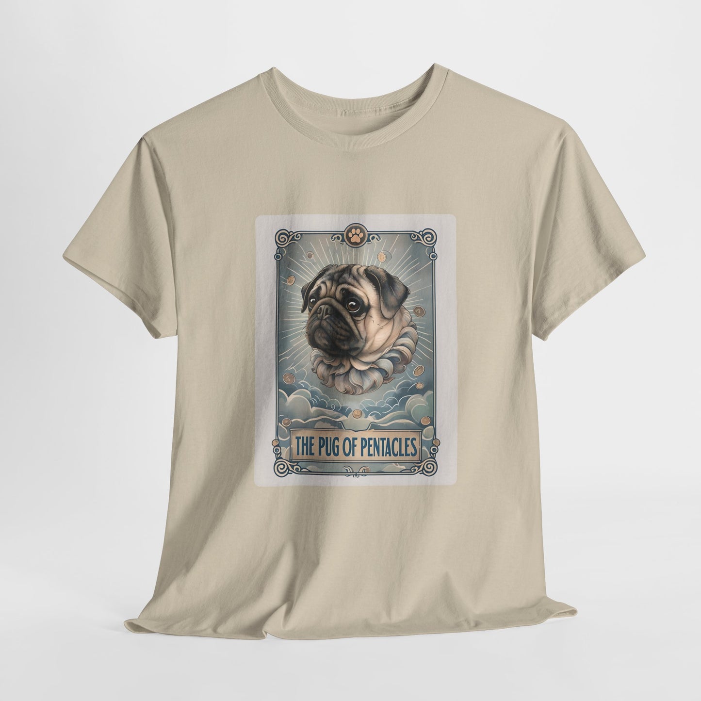 PUG TSHIRT PUG OF PENTACLES in sand