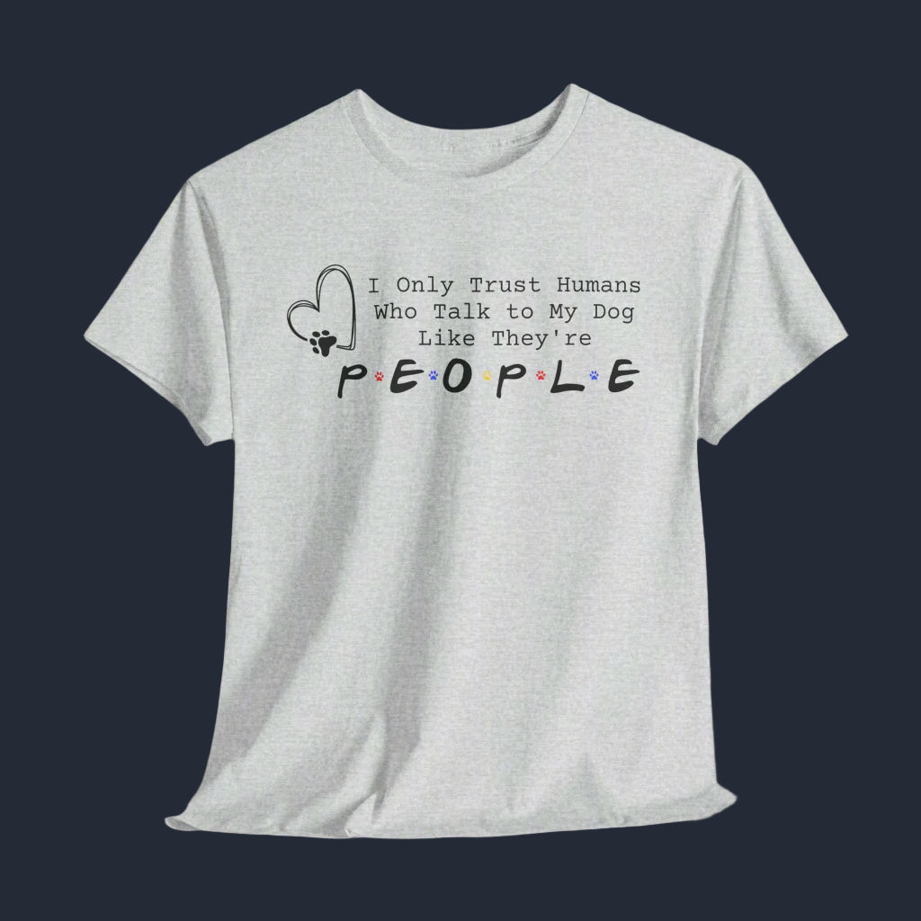 Ash t-shirt with humorous text design on a white background