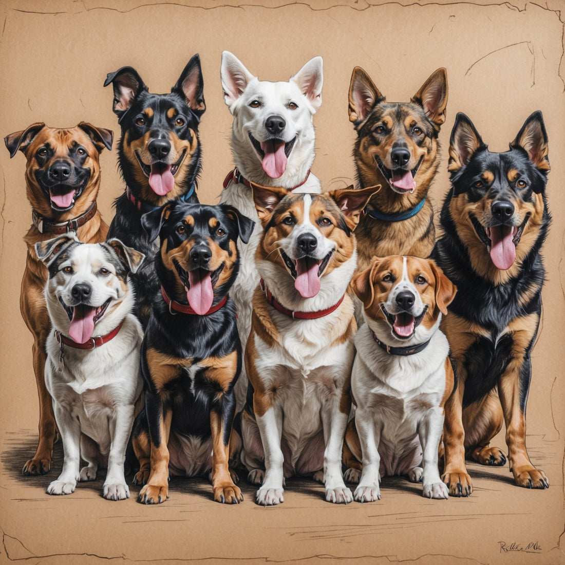Funny Dog Shirts with group of sitting dogs