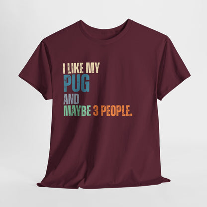 Maroon t-shirt with colorful text on a white background