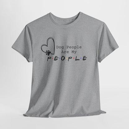 Gray t-shirt with 'Dog People Are My People' text and heart design on a white background