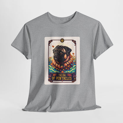 Gray t-shirt with a graphic of a dog and text on a white background