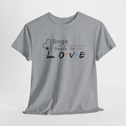 Gray t-shirt with a printed message on a white background