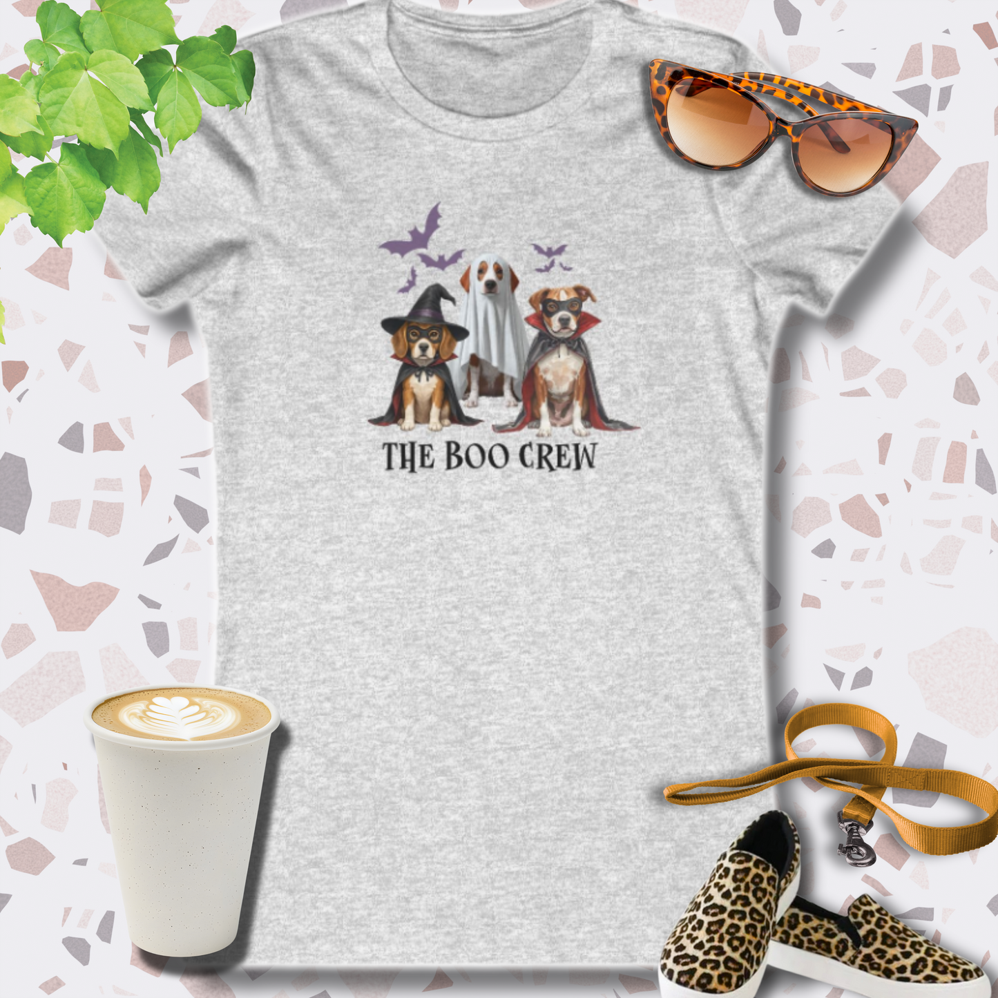 BOO CREW HALLOWEEN DOG SHIRT in athletic heather