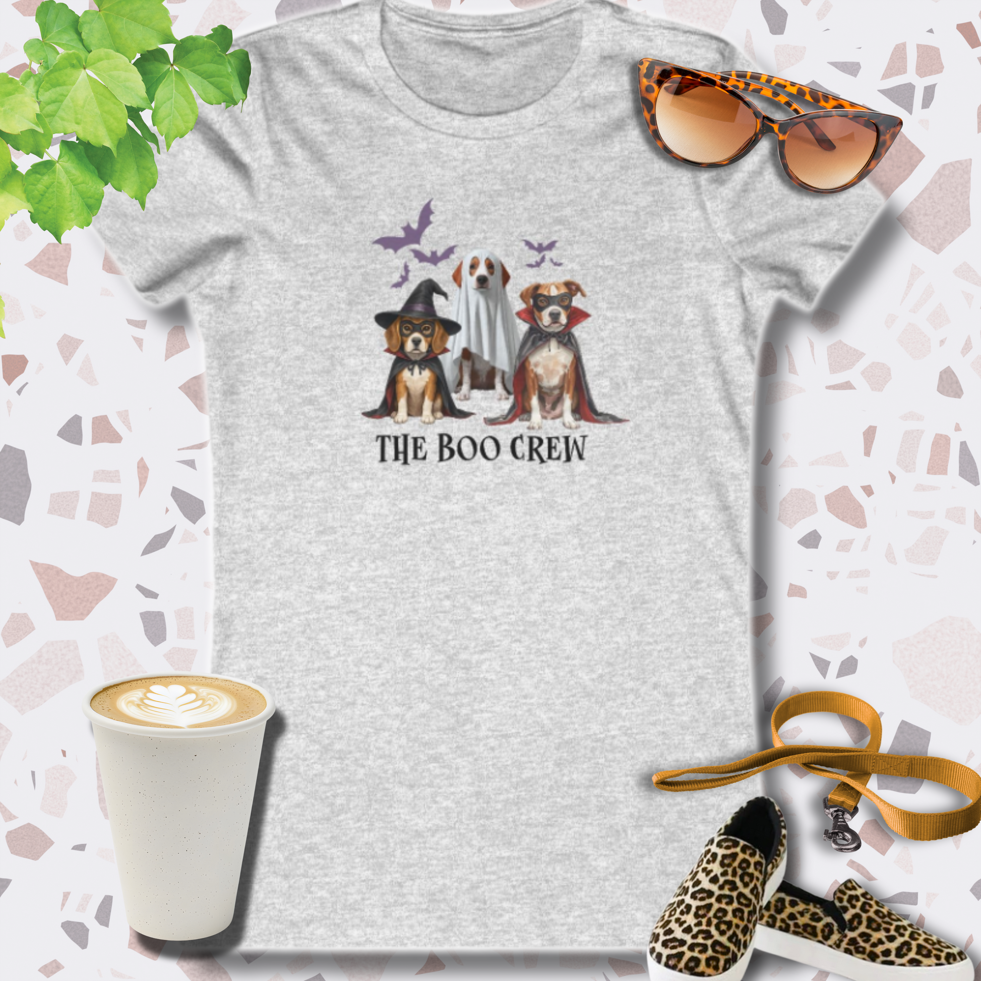 BOO CREW HALLOWEEN DOG SHIRT in athletic heather
