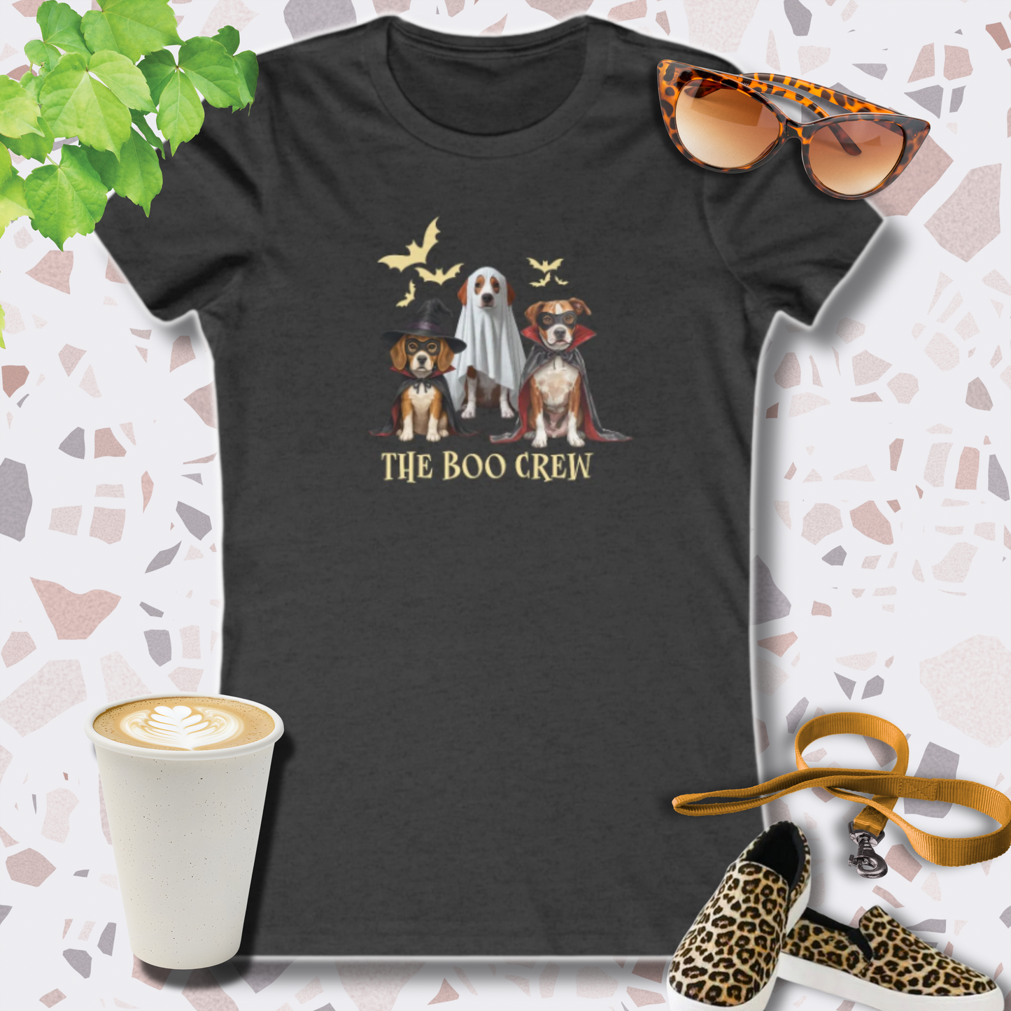 BOO CREW HALLOWEEN DOG SHIRT in dark heather grey