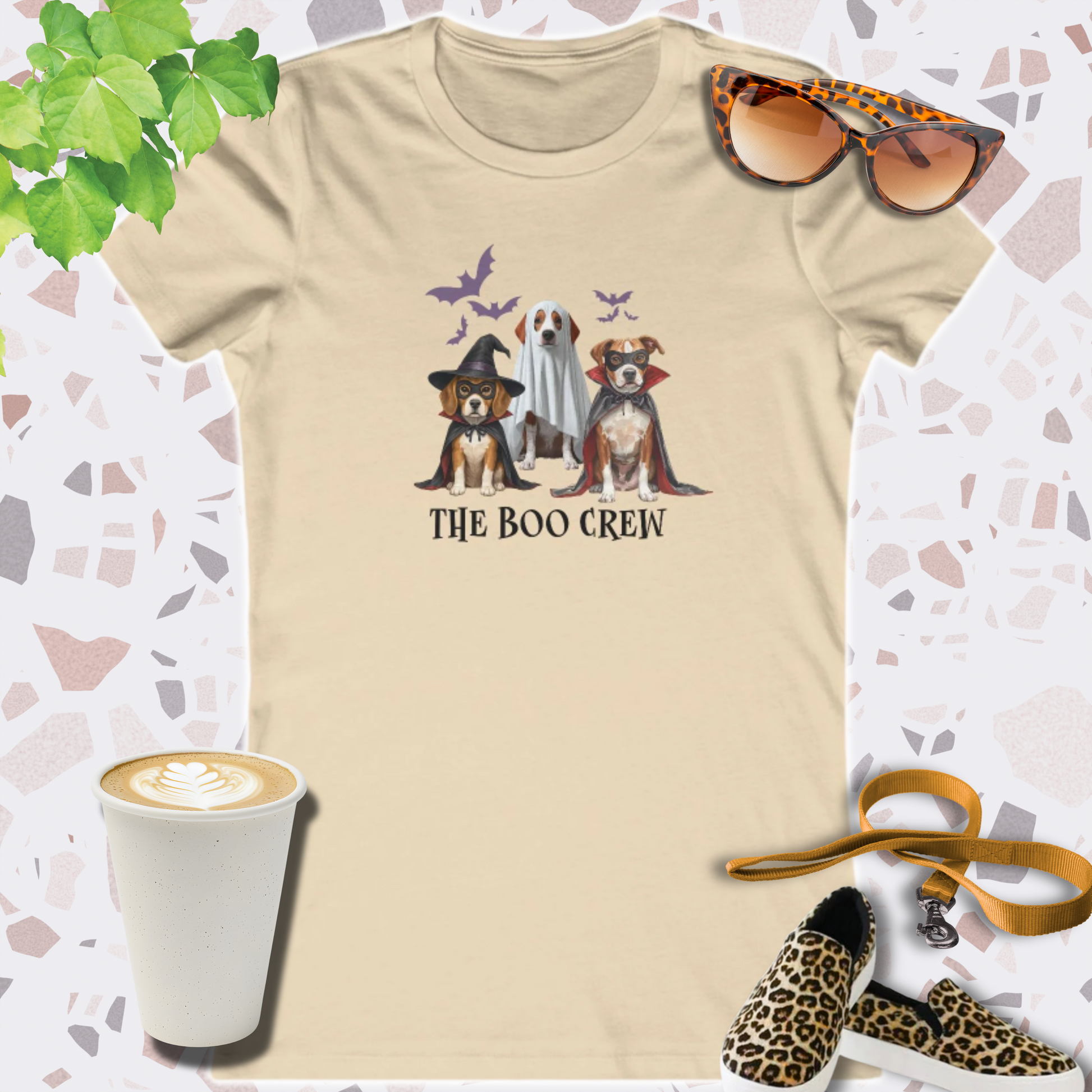 BOO CREW HALLOWEEN DOG SHIRT in soft cream
