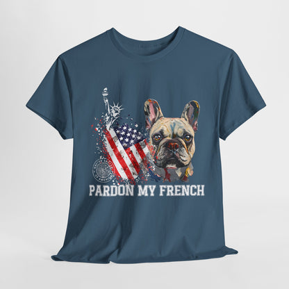BULLDOG TEE Pardon My French in indigo blue