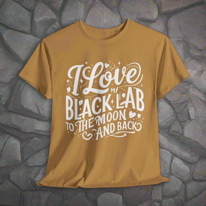 Black lab dog shirt To the Moon and Back in Old Gold