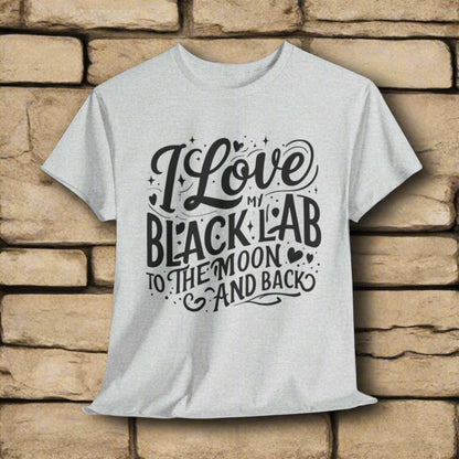 Black lab dog shirt To the Moon and Back in ash