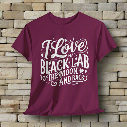 Black lab dog shirt To the Moon and Back in maroon