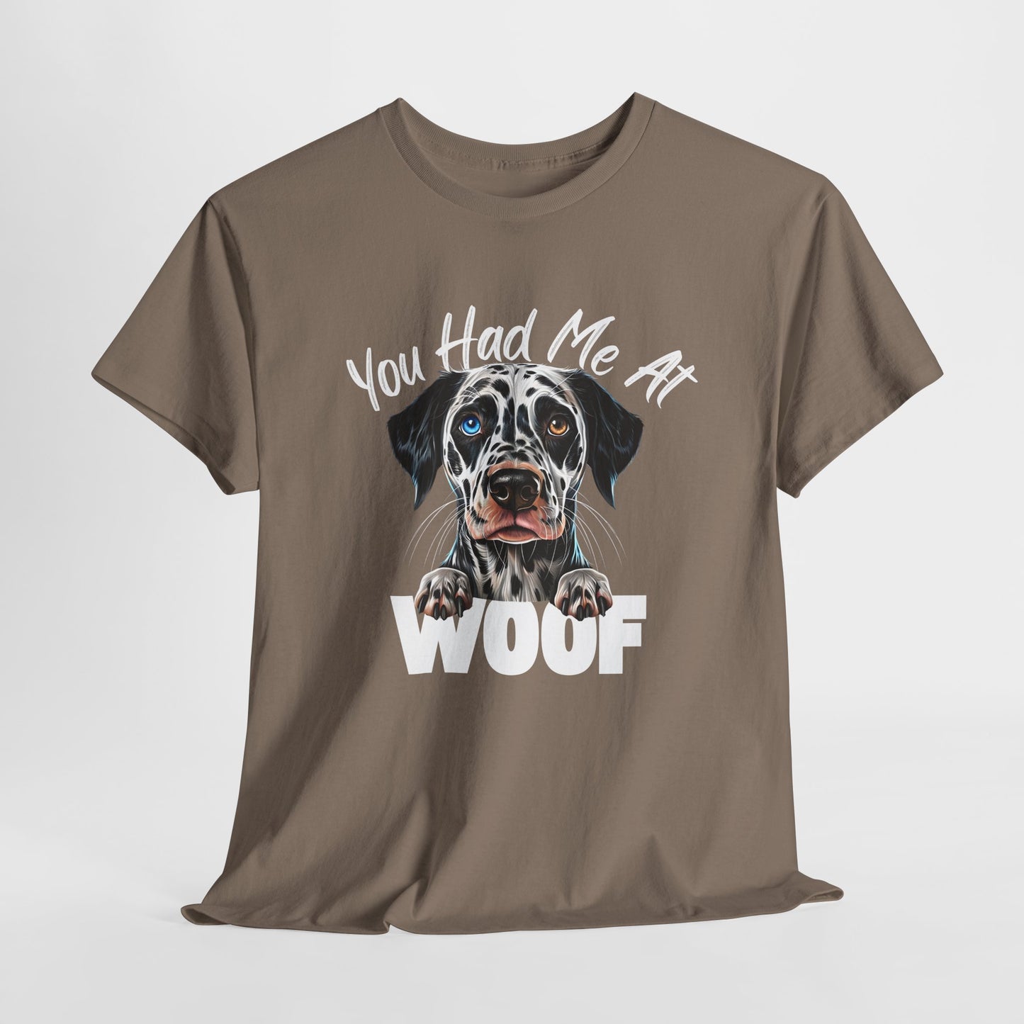 CRAZY DOG TEE Dalmation Had Me At Woof in brown savana