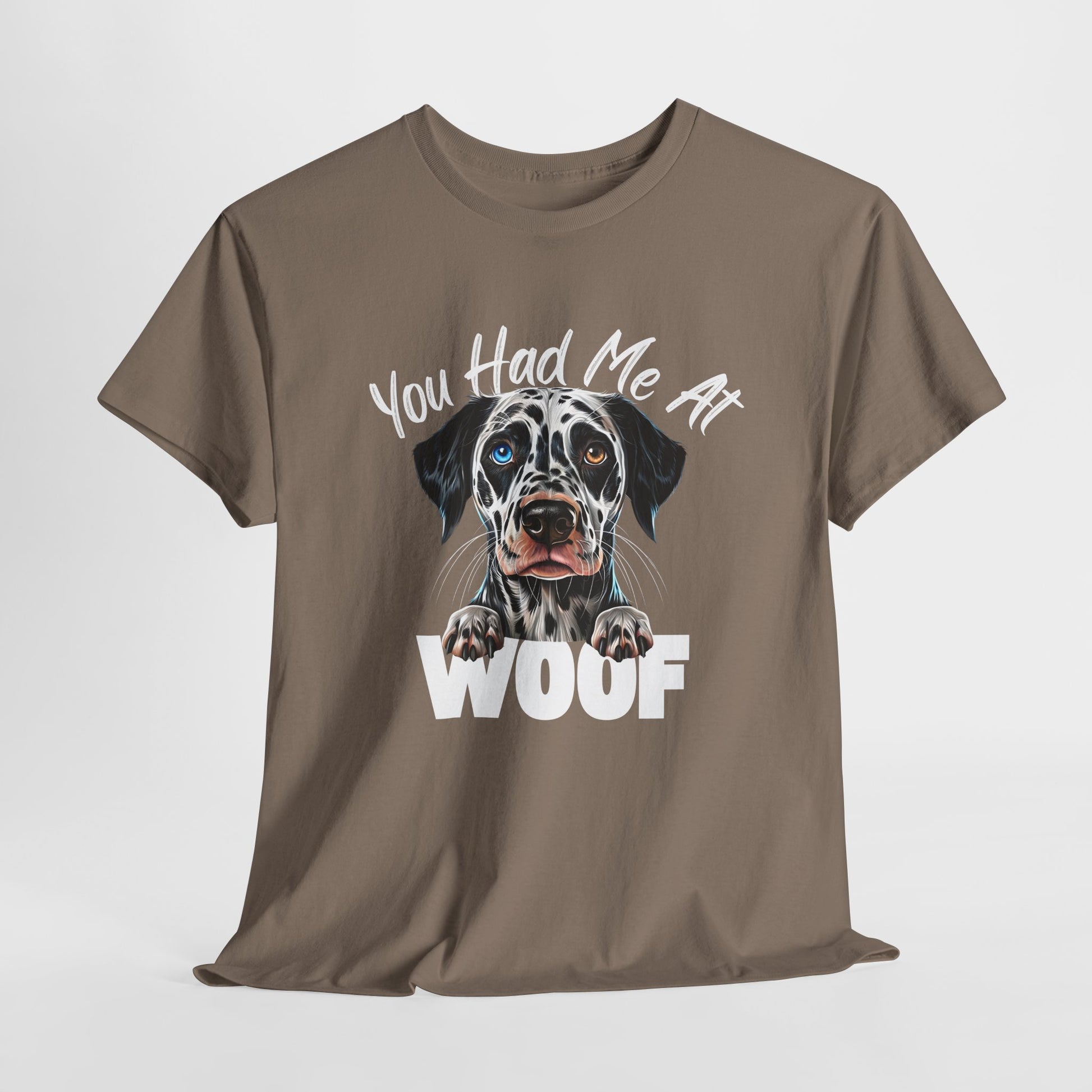 CRAZY DOG TEE Dalmation Had Me At Woof in brown savana