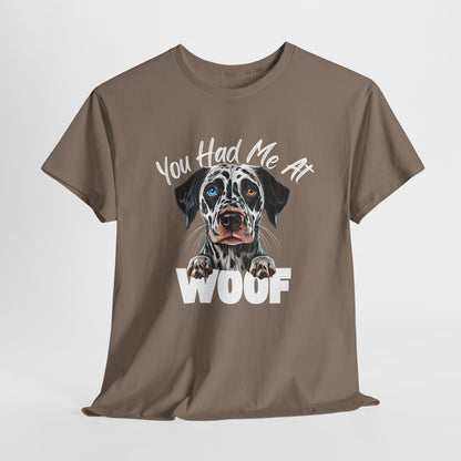 CRAZY DOG TEE Dalmation Had Me At Woof in brown savana