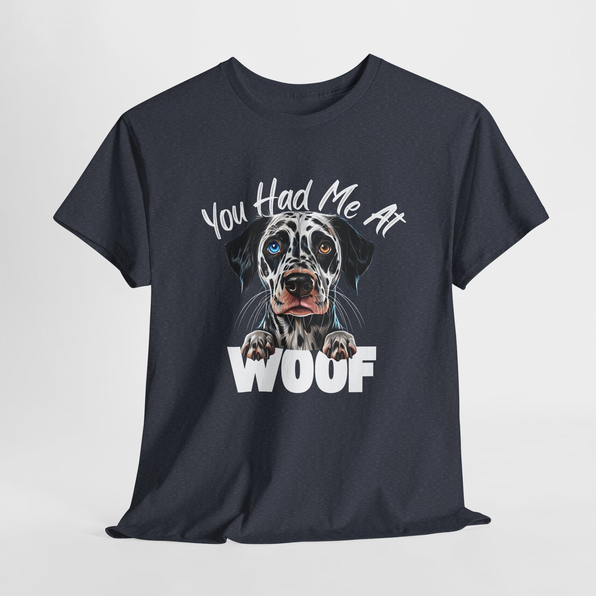 CRAZY DOG TEE Dalmation Had Me At Woof in heather navy