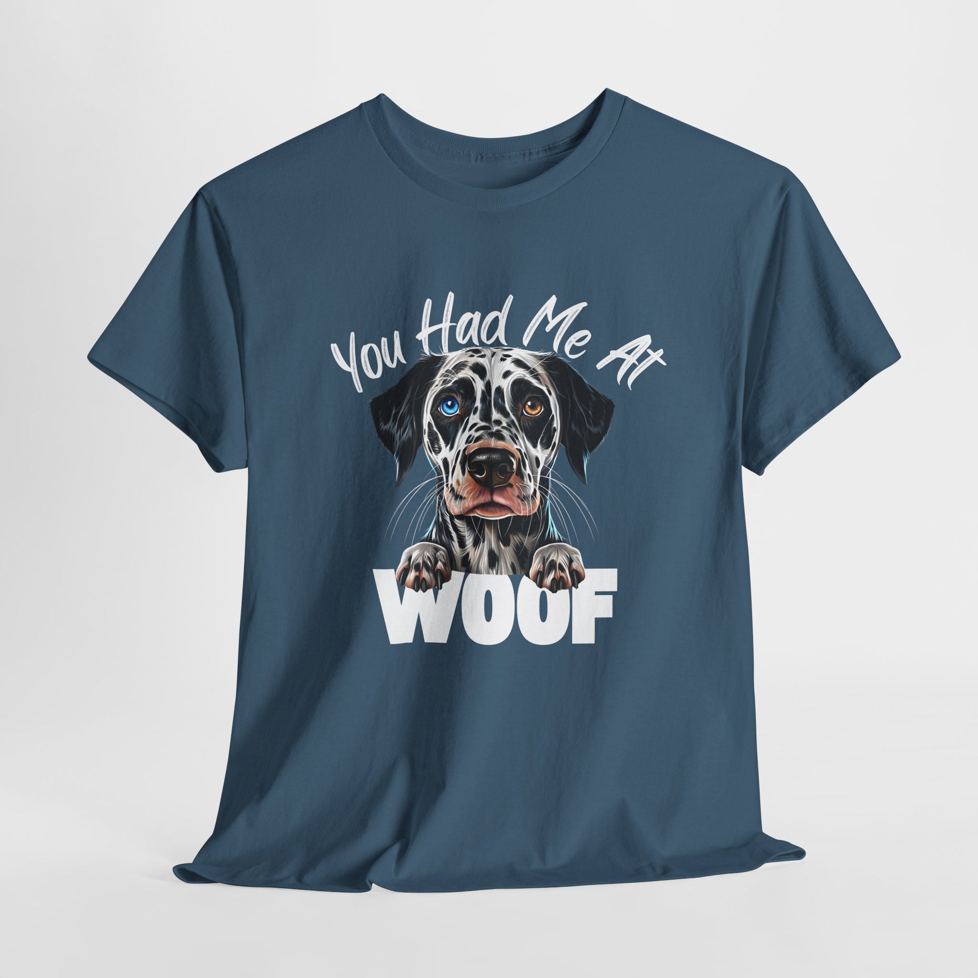 CRAZY DOG TEE Dalmation Had Me At Woof in indigo blue