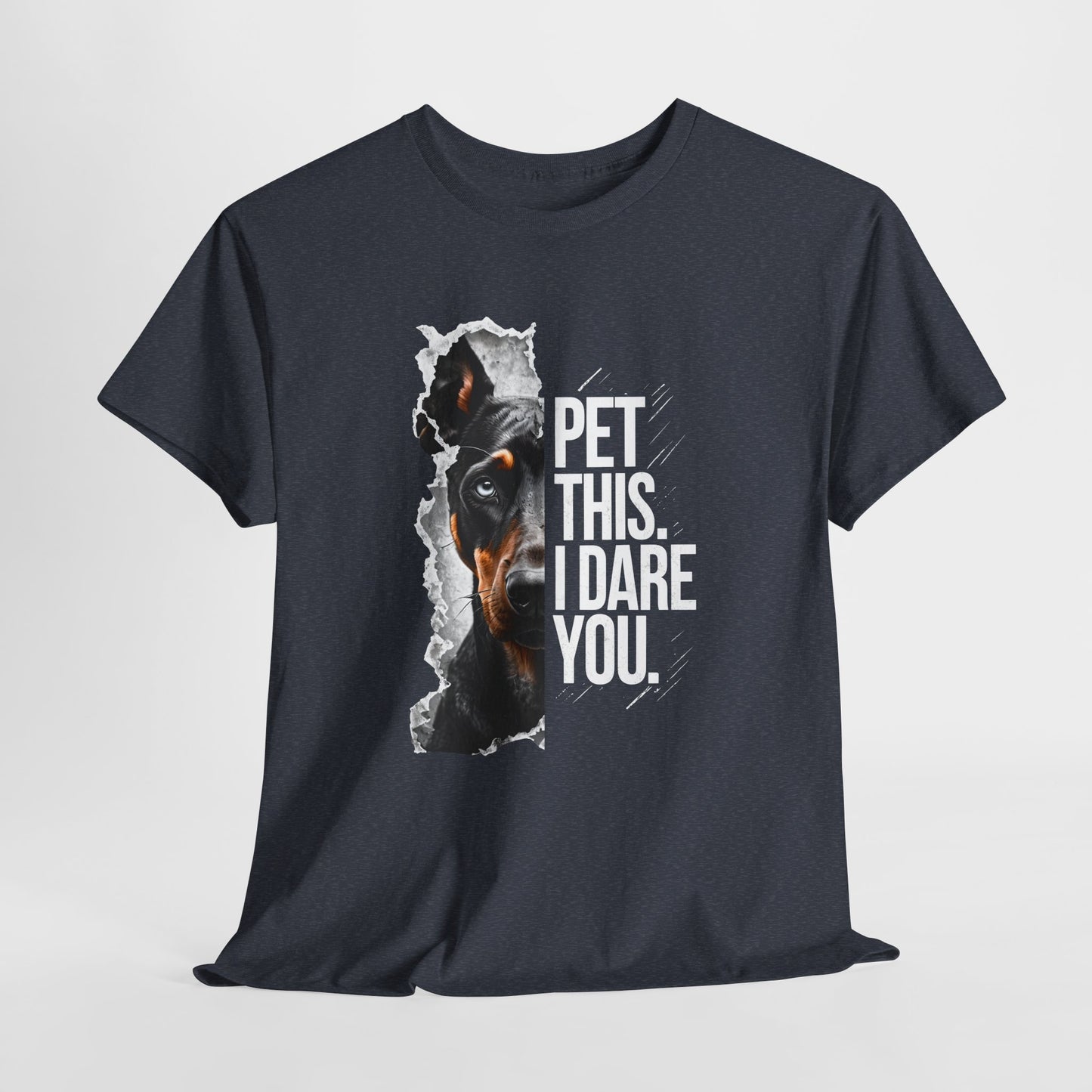 CRAZY DOG TEE Doberman Pet This Shirt in heather navy