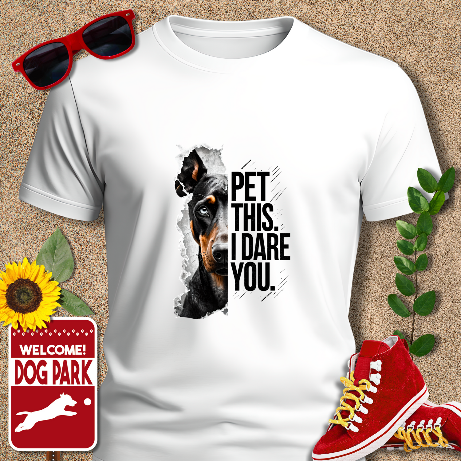 CRAZY DOG TEE Doberman Pet This Shirt in white