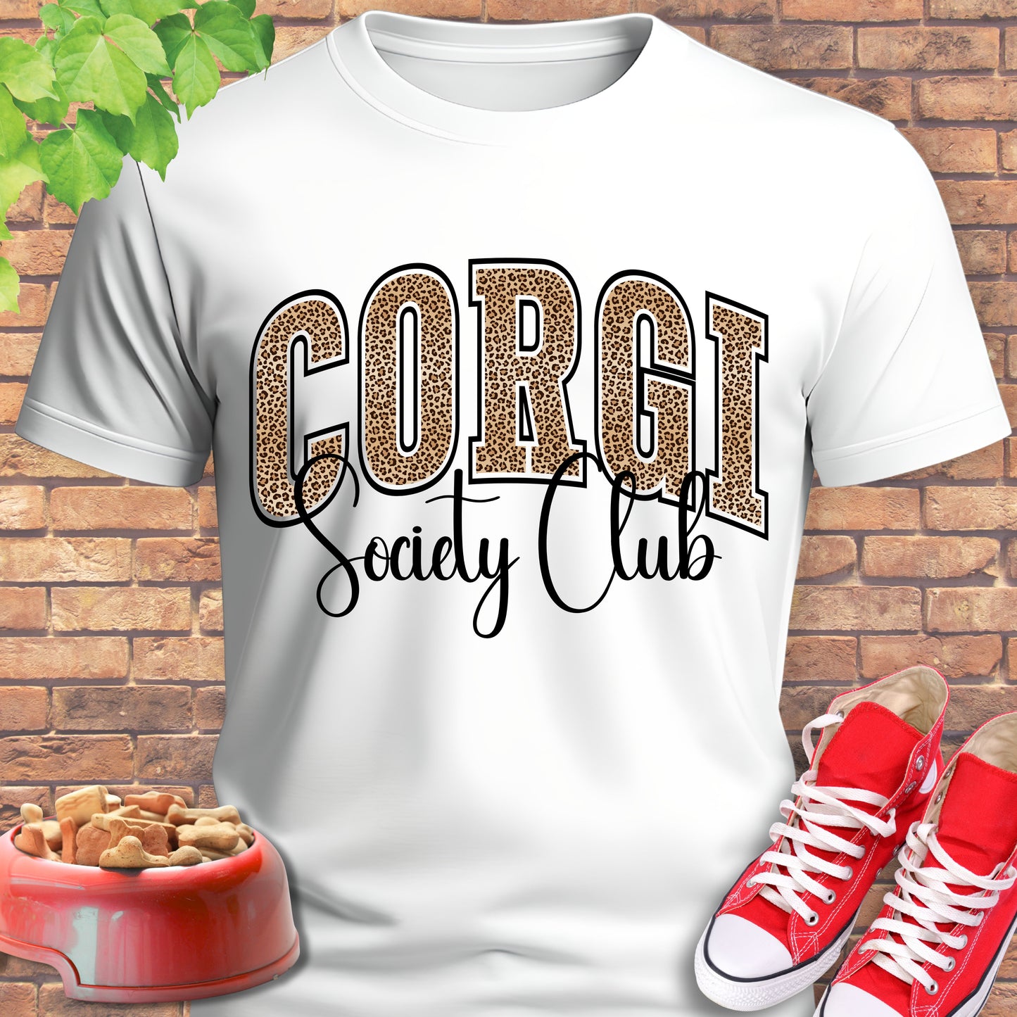 Corgi Shirt Varsity Letters Society Club in White