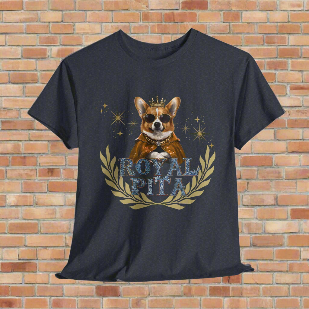 Corgi funny dog shirt Royal PITA in heather navy