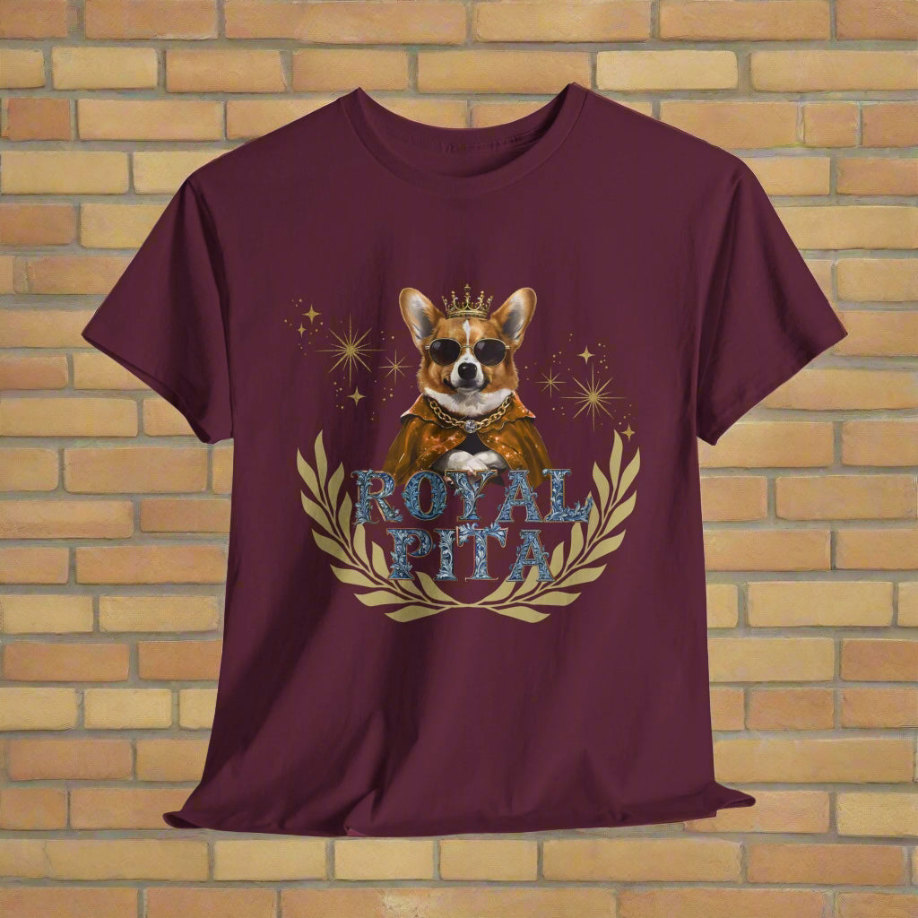 Corgi funny dog shirt Royal PITA in maroon