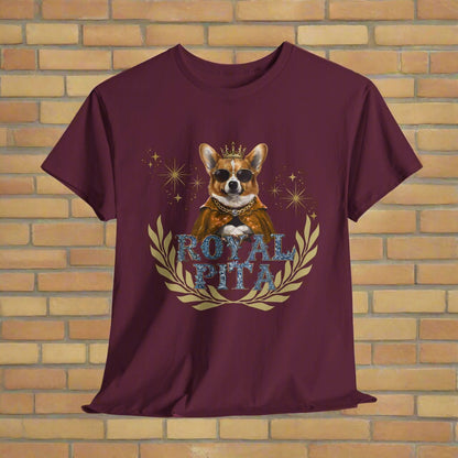 Corgi funny dog shirt Royal PITA in maroon